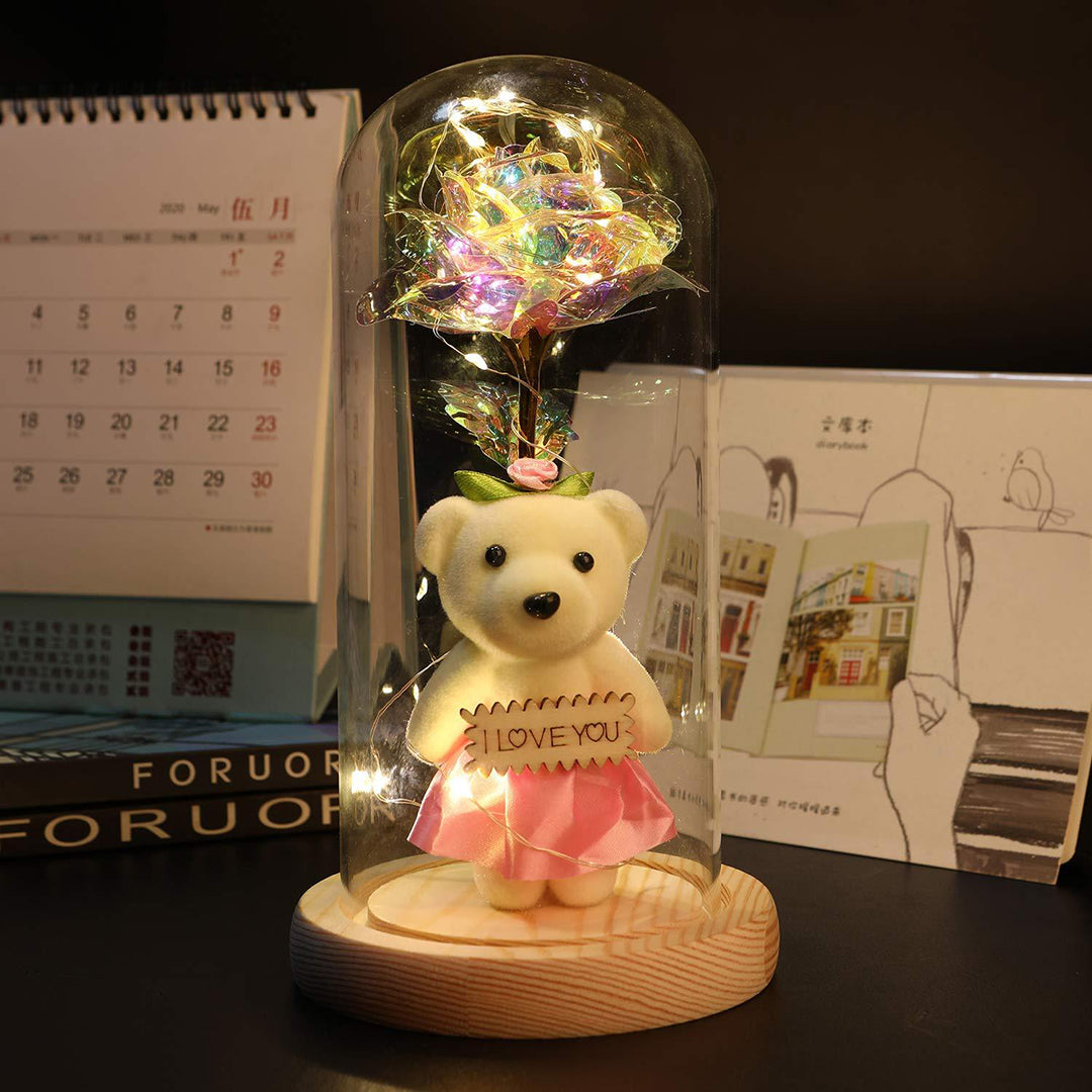 Rose Flower Gift Light Up Rose Flowers Giftglass Rose Flower Gift For Women Valentines Day Image 2