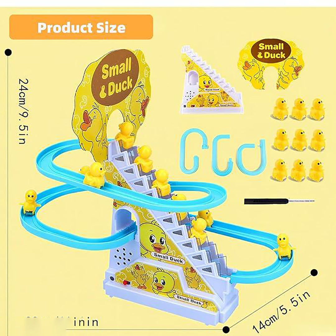 Automatic Stair Climbing Ducklings Cartoon Race Track Set Little Lovely Duck Slide Toy Escalator Image 4