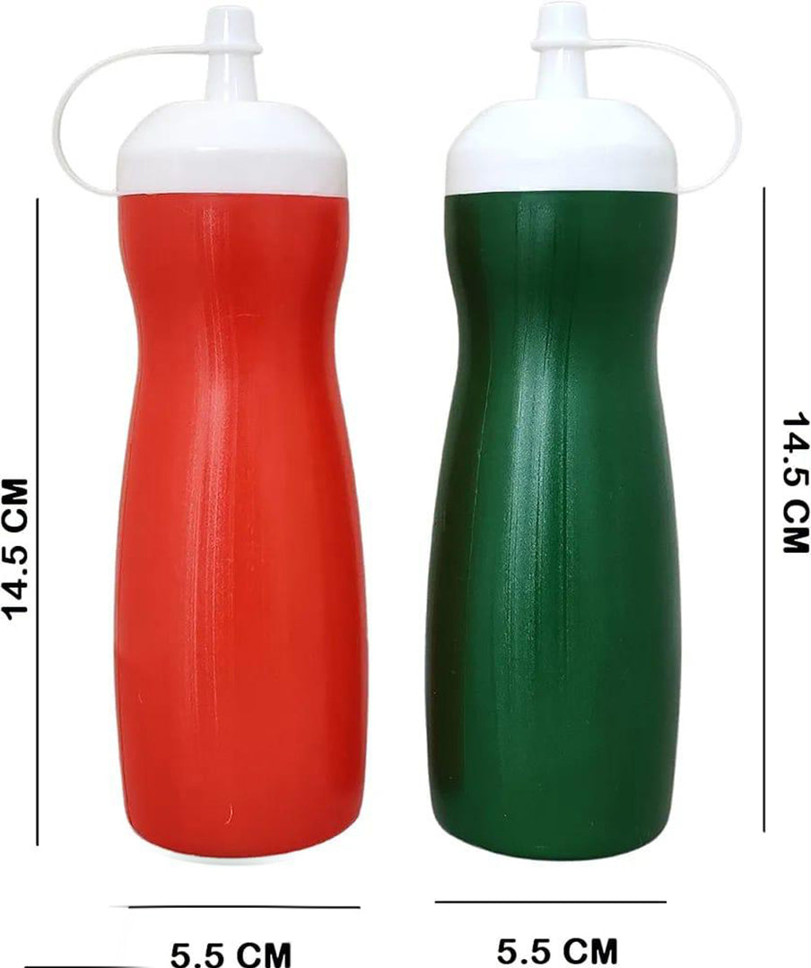 Plastic Squeeze Water Bottle Set For Kitchen 500Ml Red Green Sauce Dispenser With Cap Oil Ketchup Chilli Vinegar Bottle Leakproof Reusable Image 3