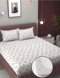 Cotton (78x72 Inch) Double Size Bedsheet With 2 Pillow Cover in white Color Image 1