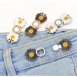 2 Sets Pant Waist Tightener Detachable Jean Buttons For Loose Jeans No Sew And No Tools Button Pins For Jeans Adjustable Jean Buttons Pins Daisy Flower Instant Pants Button Tightener Image 3