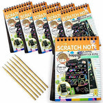 Small Rainbow Scratch Notebook Paper Magic Doodle Note Pad For Kids Arts Crafts Painting Sketching With Wooden Pencil Pack Of 6 Image 1