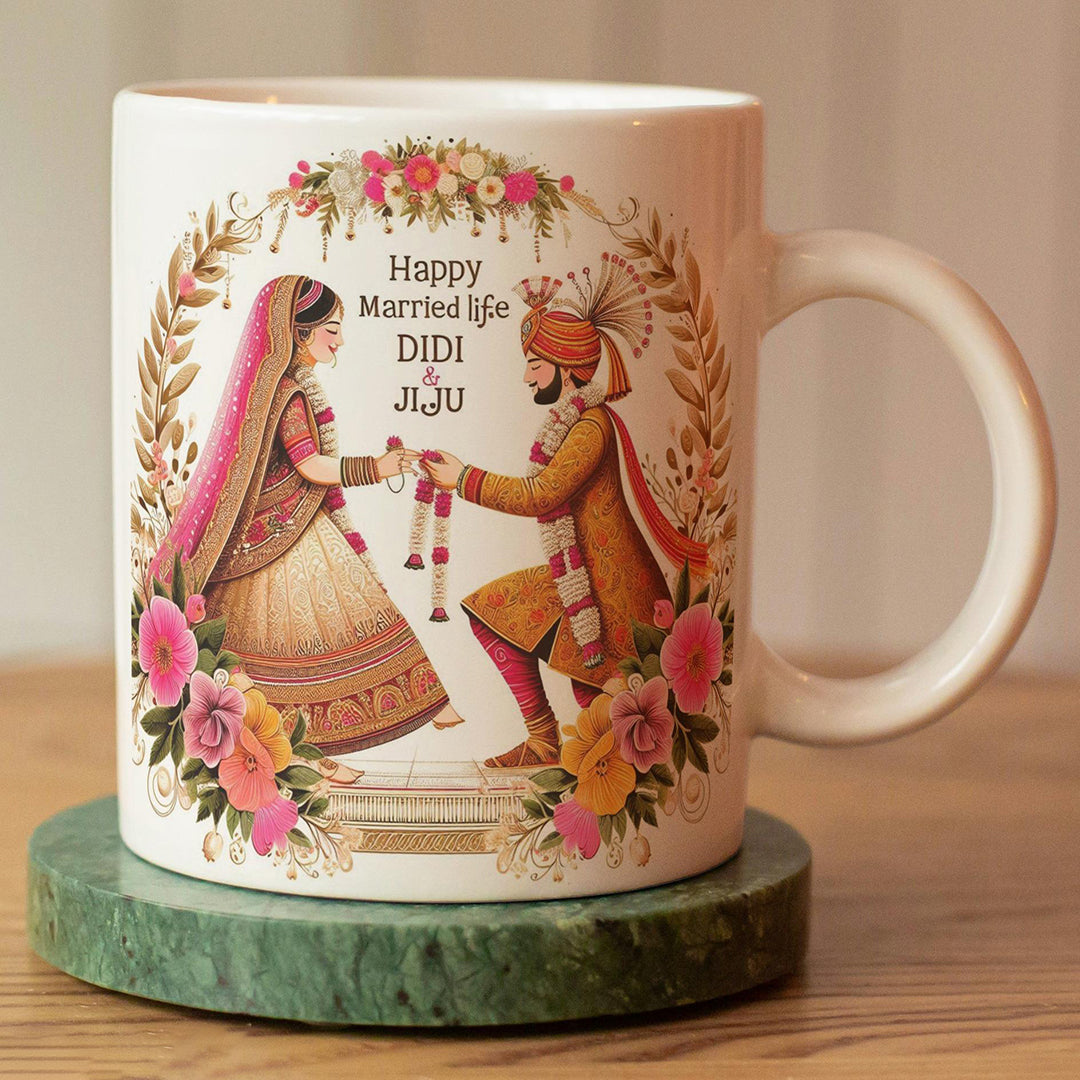 Happy Married Life Didi And Jiju Thoughtful Gift Mug For Sister And Brother In Law Elegant Ceramic Marriage Celebration Mug Best Wedding Gift Idea Image 3