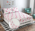 Cotton (60x90 Inch) Single Size Bedsheet With 2 Pillow Cover in White & Pink Color Image 1