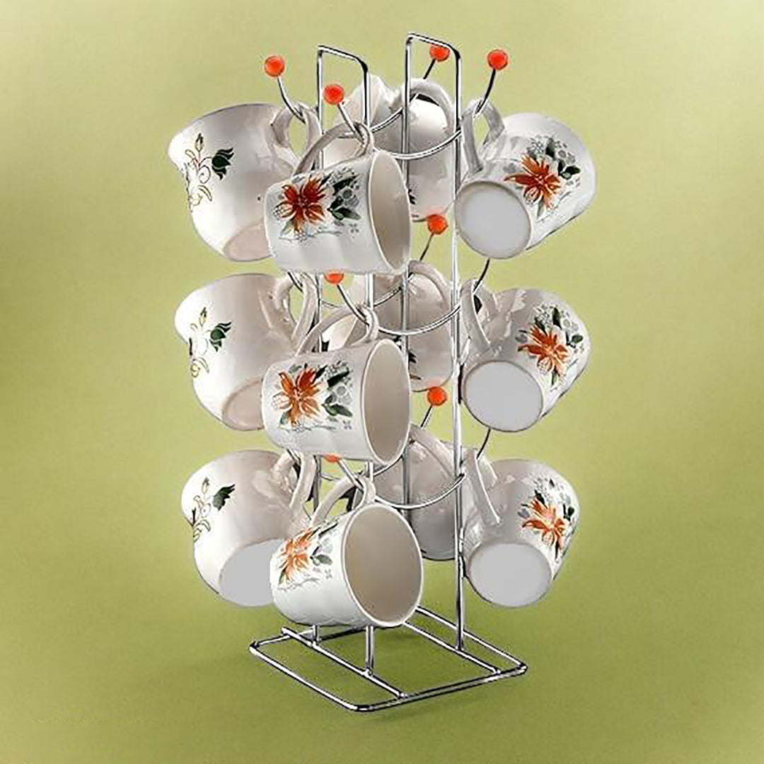 Stainless Steel Cup Stand Coffee And Tea Mug Holder Silver 12 Cups Stand Image 1