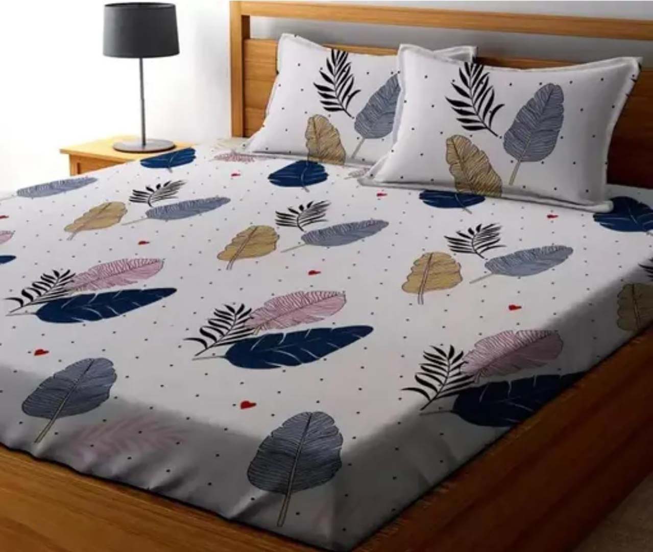 Glace Cotton (78x72 Inch) Double Size Bedsheet With 2 Pillow Cover in Multicolor Image 3
