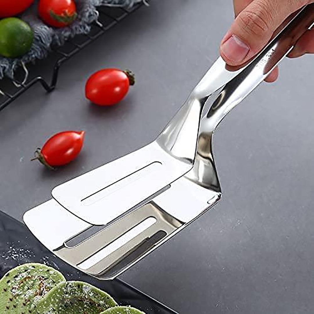 Stainless Steel Cooking Serving Turner Frying Food Tongs Image 3