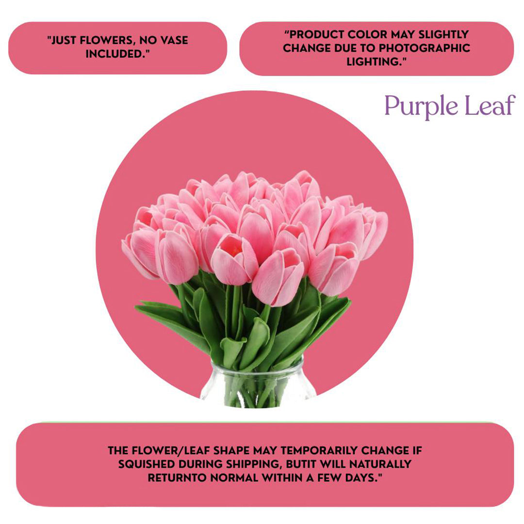 Purple Leaf 5Pcs Artificial Pink Tulip Flower Sticks For Home Decor Wedding Decorations Living Room Bedroom Vase Arrangement Table Centerpiece Image 2