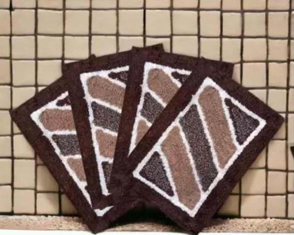 Cotton Anti-Slip Doormat for Home & Bathroom Entrance Multicolor rectangular Mat (40x60 cm) 4 Pcs Image 1