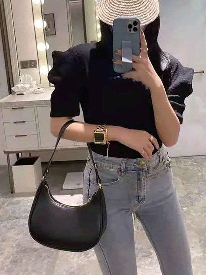 Handbag For Women And Girls Stylish Black PU Leather Bag Image 4