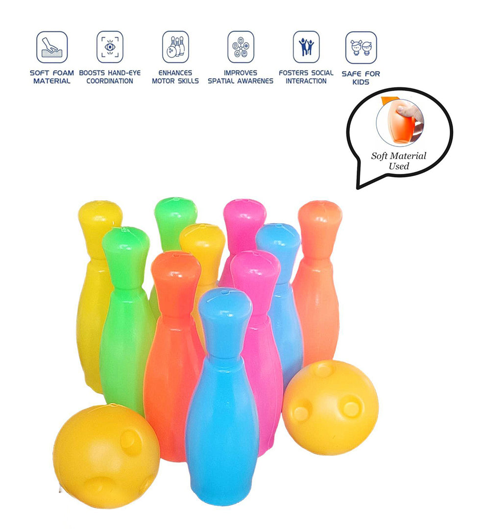 Bowling Pin Set Engaging Indoor Outdoor Learning Game Plastic Bowling Playset 12 Pieces Image 3