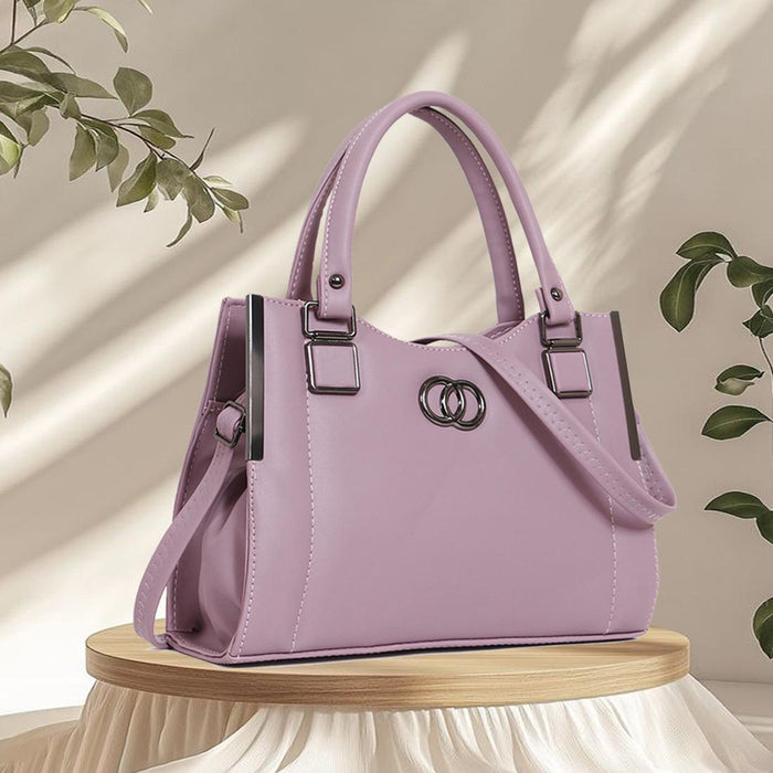 Handbag For Women And Girls Stylish Pink PU Leather Bag Image 1