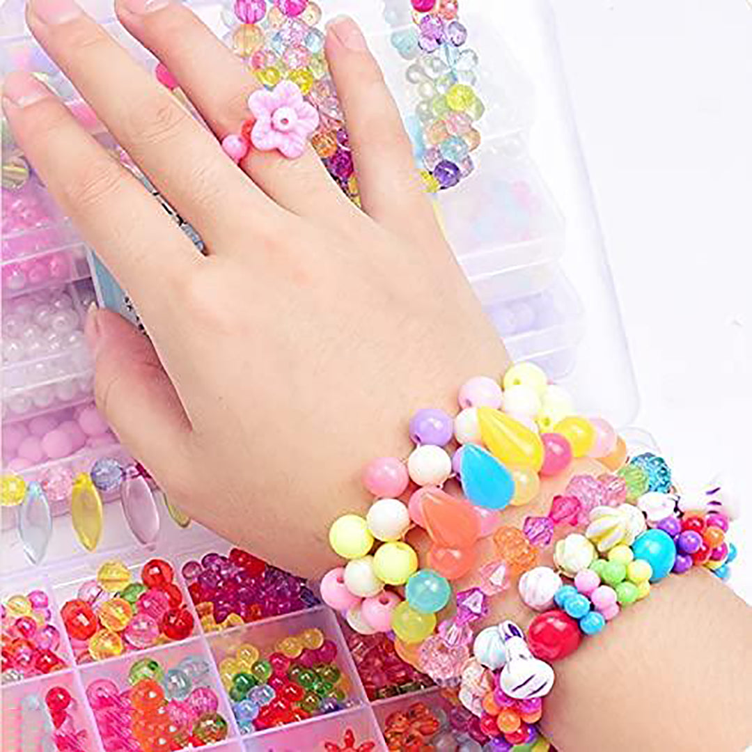 Diy Bead Set Necklace Bracelets Jewelry Making Kits Colorful Acrylic Crafting Beads Kit Box With Accessories For Kids Image 3