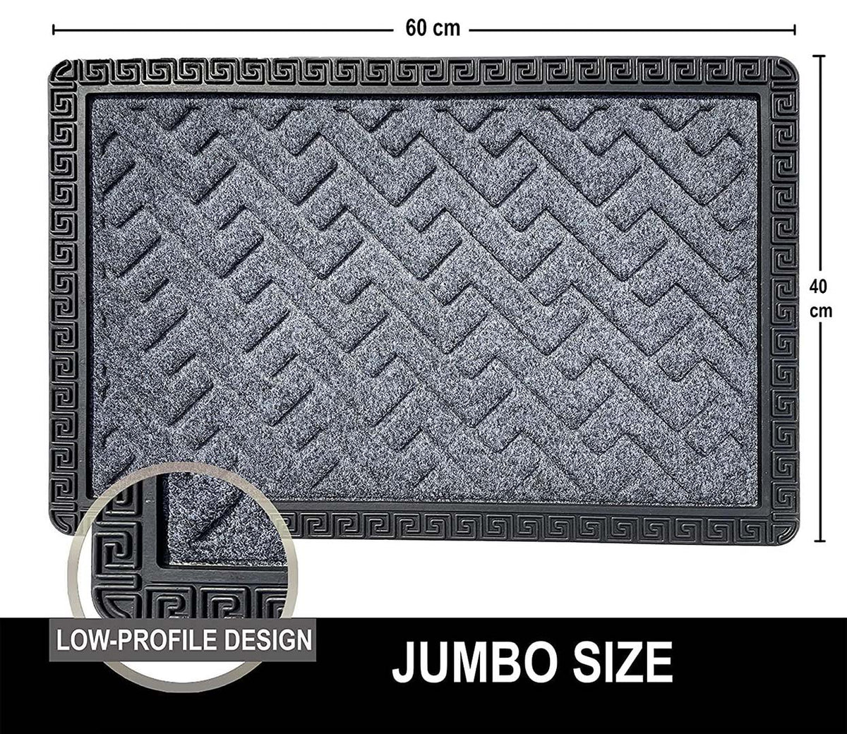 Polypropylene Anti-Slip Doormat for Home & Bathroom Entrance Grey Rectangular Mat (40x60 cm) Image 3