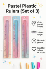 Pastel 20Cm Transparent Ruler Set Pack Of 3 Pink Purple Blue Image 3