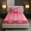 Cotton (60x90 Inch) Single Size Bedsheet With 1 Pillow Cover in Pink Color Image 1
