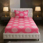 Cotton (60x90 Inch) Single Size Bedsheet With 1 Pillow Cover in Pink Color Image 1