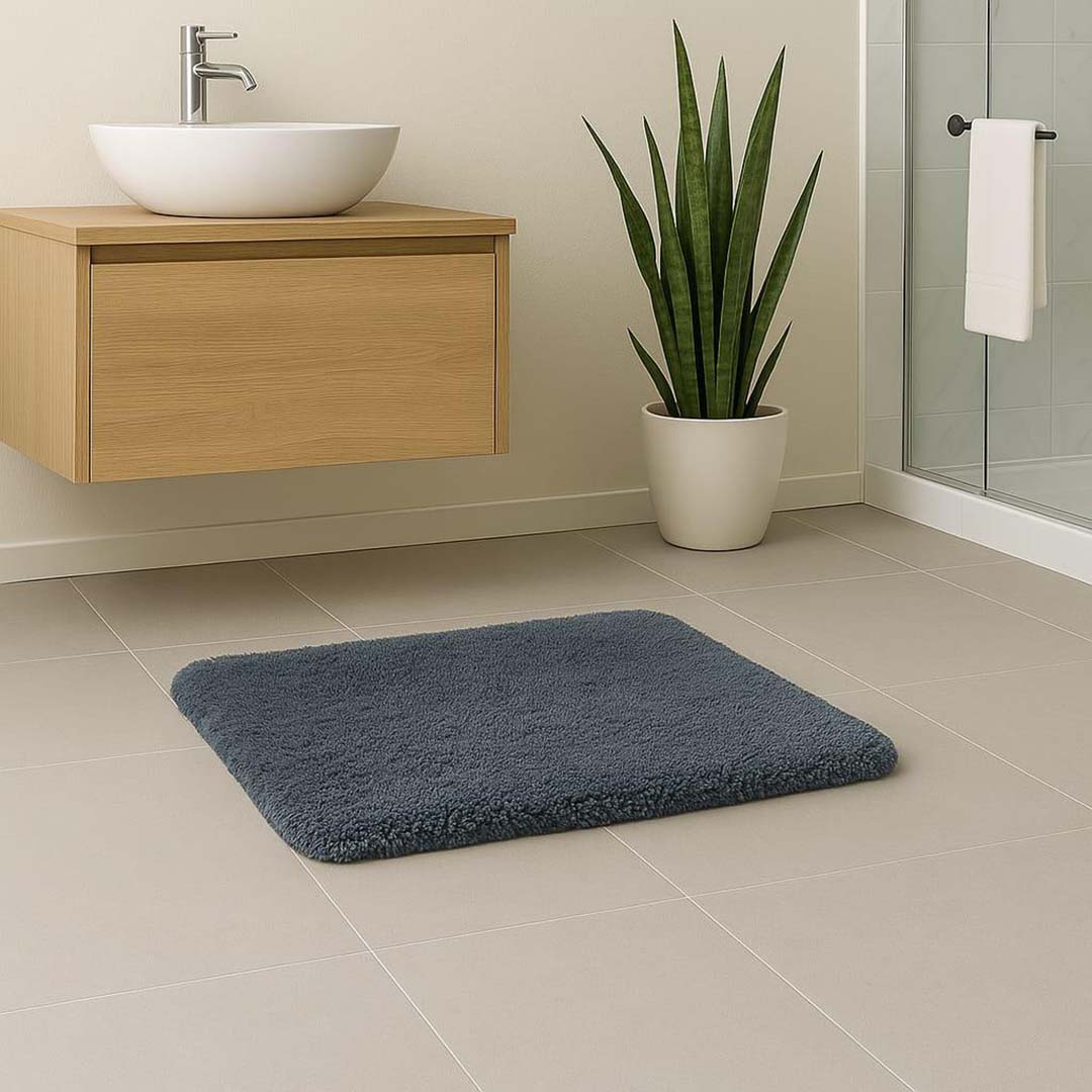 Microfibre Anti-Slip Doormat for Home & Bathroom Entrance Grey Rectangular Mat (40x60 cm) Image 2