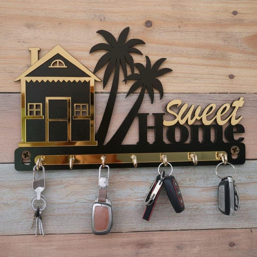 Premium 3D Wooden Key Holder With 6 Stainless Steel Hook For Living Room Wall Decor Image 2