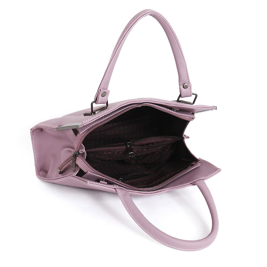 Handbag For Women And Girls Stylish Pink PU Leather Bag Image 4