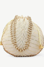 Handbag For Women And Girls Stylish White Fabric Bag Image 2