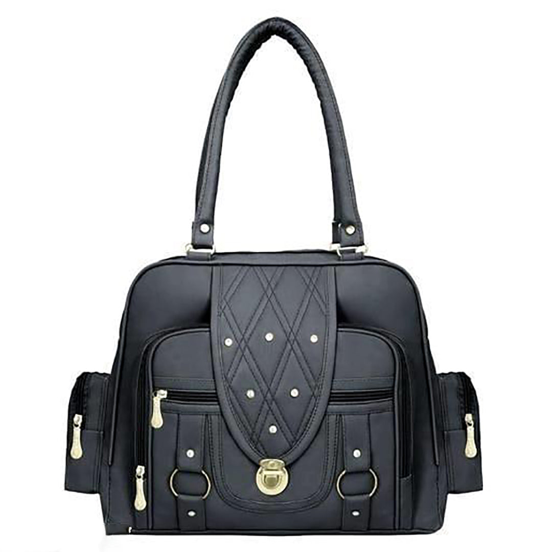 Handbag For Women And Girls Stylish Black PU Leather Bag Image 2