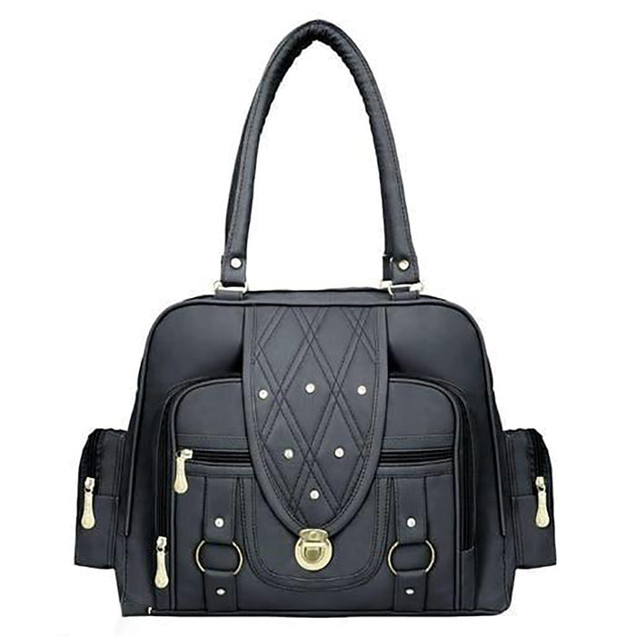 Handbag For Women And Girls Stylish Black PU Leather Bag Image 2