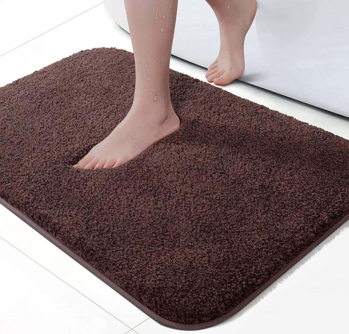 Microfiber Anti-Slip Doormat for Home & Bathroom Entrance Brown Rectangular Mat (40x60 cm) Image 1