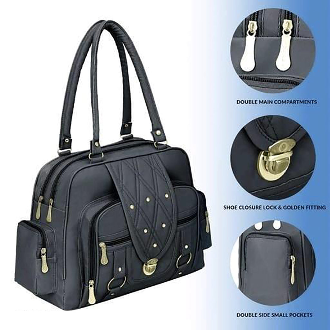 Handbag For Women And Girls Stylish Black PU Leather Bag Image 1