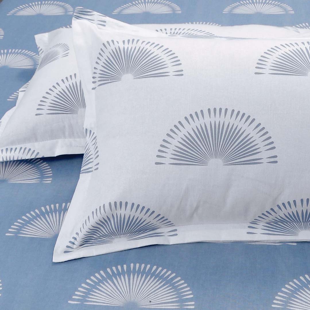 Cotton (90x100 Inch) Double Size Bedsheet With 2 Pillow Cover in Blue Color Image 4