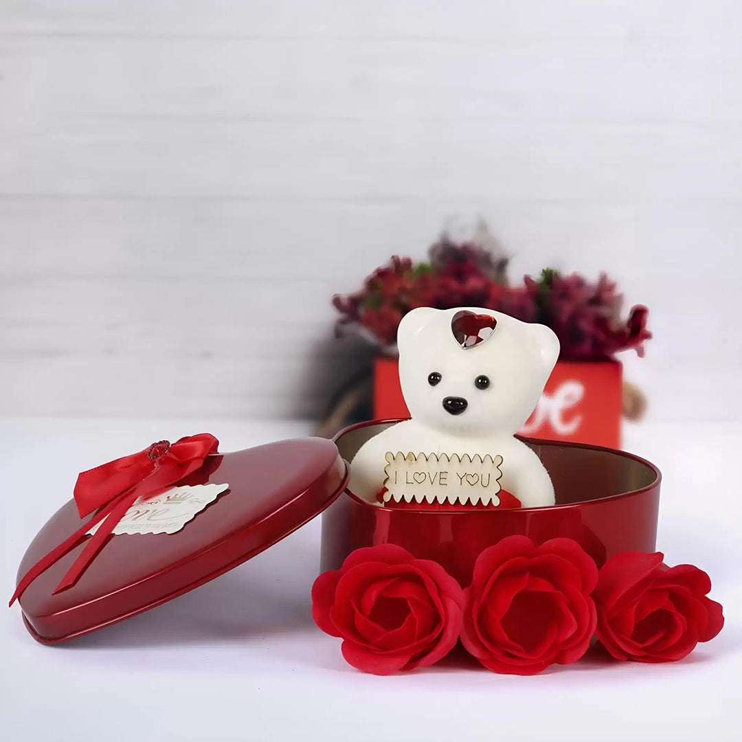 Valentine Day Gift For Wife Husband Girlfriend Boyfriend Girls Boys Valentines Special Artificial Rose With Teddy Soft Toy Set Image 2