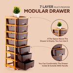 7Xl Plastic Modular Drawer System For Home Office Hospital Parlor School Doctors Home And Kids Product Dimension When Assembeled 30x39x115Cm Brown Image 2