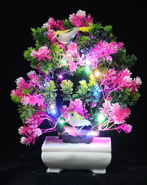 Artificial Plants With Multi Color Lights Artificial Plant With Potmini Artificial Flower Plants Pots For Living Roomartificial Plants With Pot For Outdoor And Indoor Home Desk Decorpink And Green Image 1