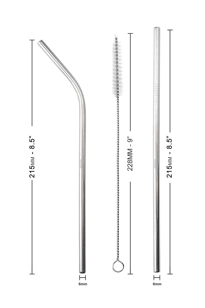 Eco Friendly Reusable Stainless Steel Straws Set 4 Pcs 2 Bent 2 Straight With Cleaning Brush Suitable For 20 Oz 30 Oz Tumblers Bpa Free Metal Drinking Straws Image 2