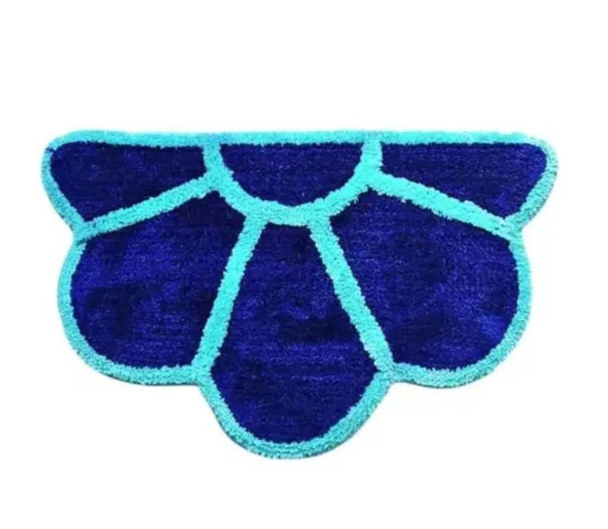 Velvet Anti-Slip Doormat for Home & Bathroom Entrance Blue Semi Circle Mat (40x60 cm) Image 2