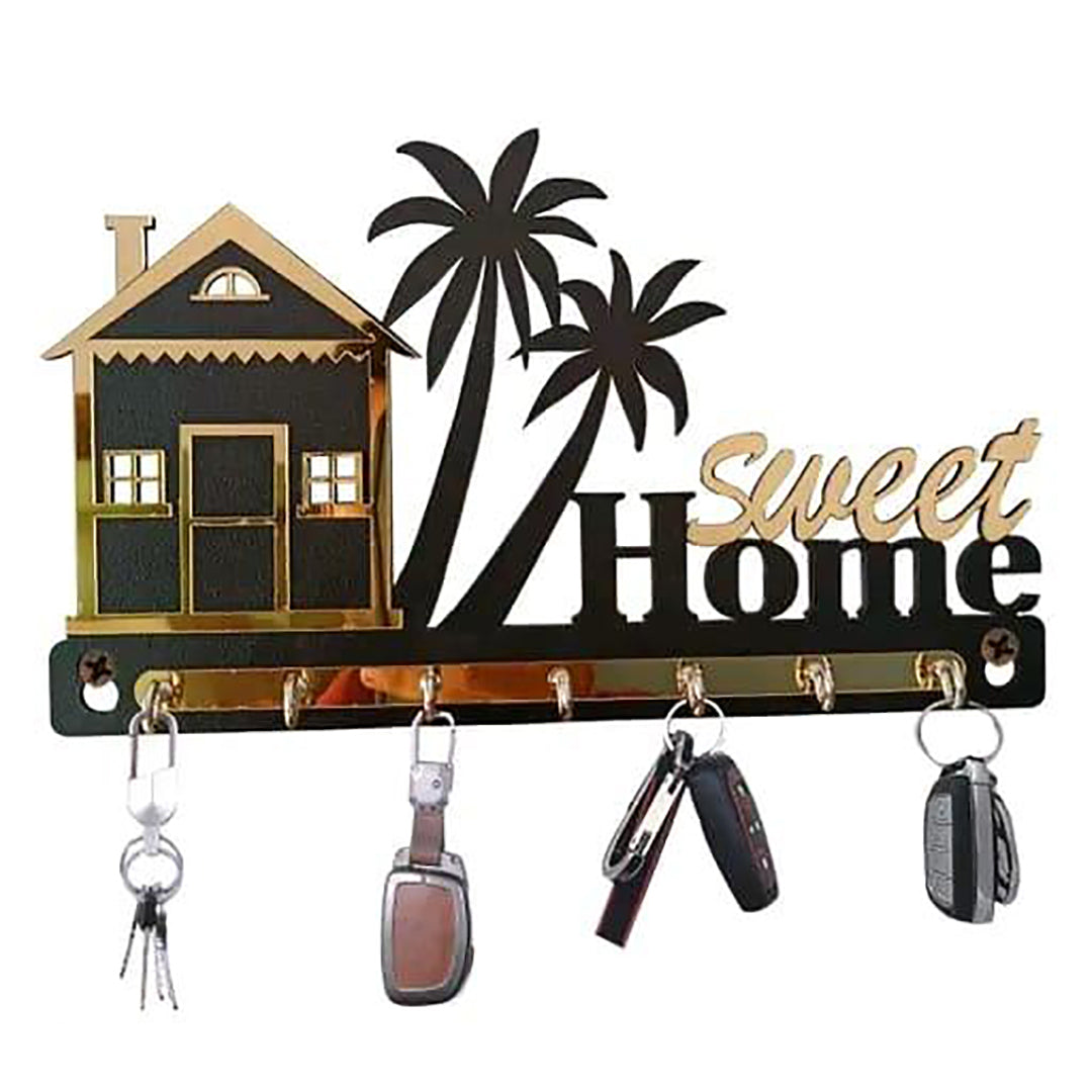 Premium 3D Wooden Key Holder With 6 Stainless Steel Hook For Living Room Wall Decor Image 4