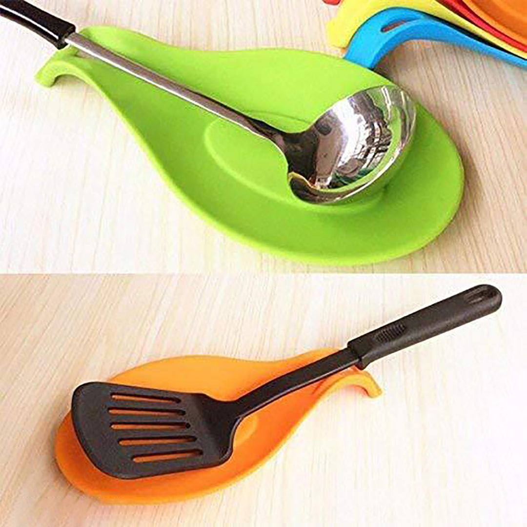 2 Pcs Silicone Spoon Rest For Stove Top Kitchen Spoon Holder Rest Silicone Cooking Utensil Rest Ladle Spoon Holder Image 1