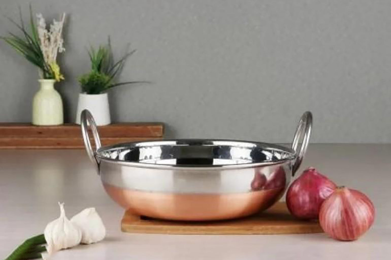 Kadai With Copper Bottom 35 L Steel And Copper Kad Image 3