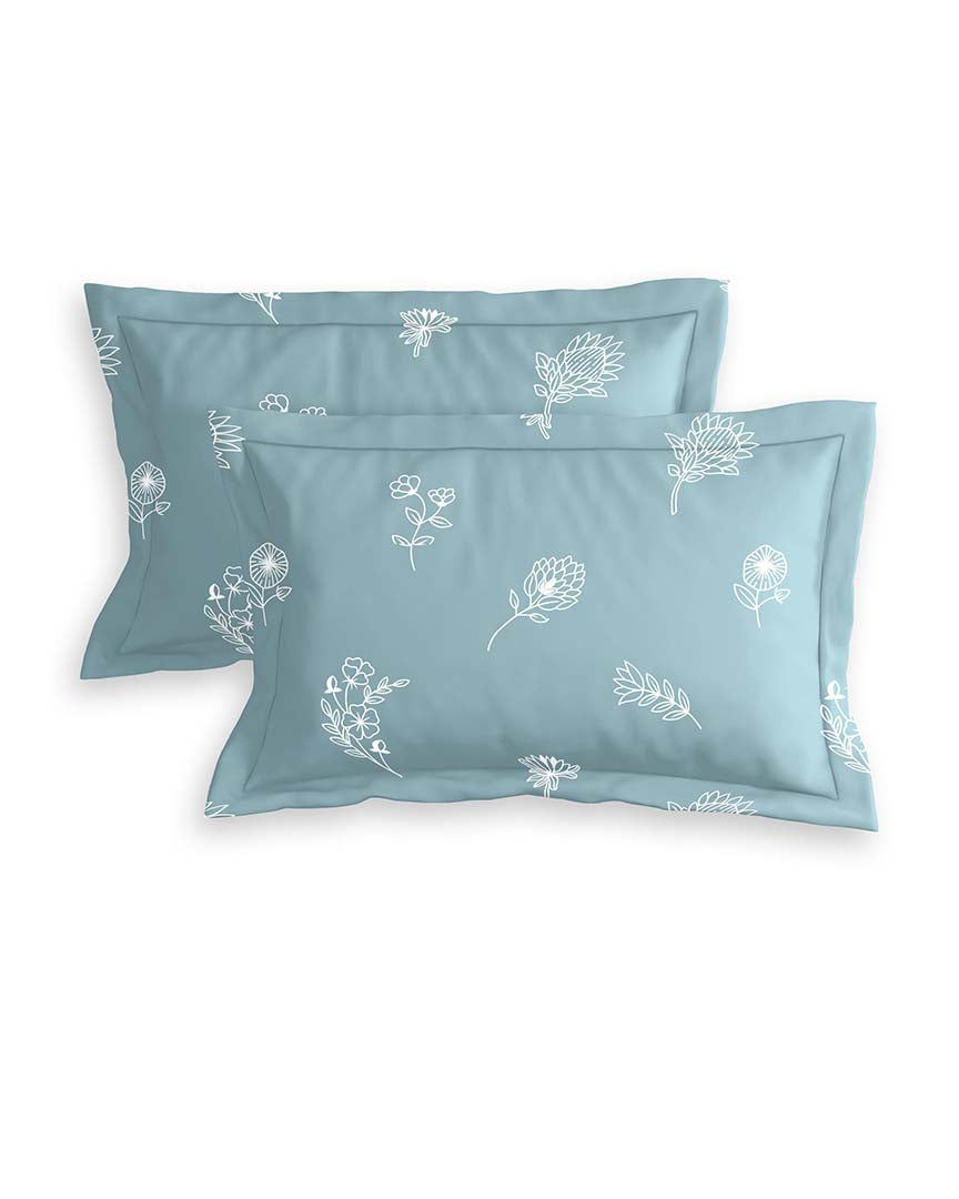 Glace Cotton (78x72 Inch) Double Size Bedsheet With 2 Pillow Cover in Blue Color Image 4