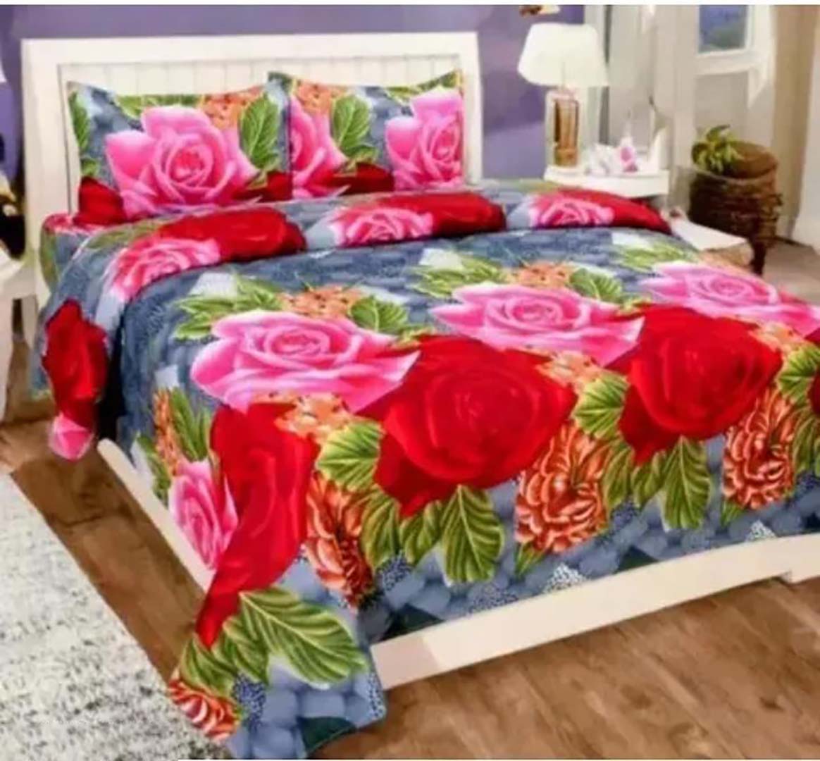 Premium Quality Double Bedsheet With 2 Pillow Cover Image 1