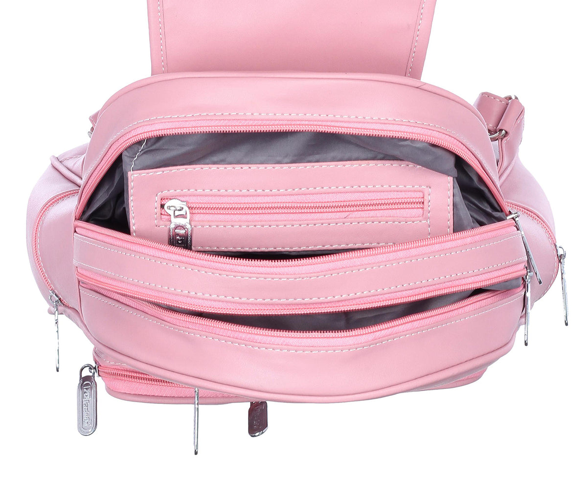 Handbag For Women And Girls Stylish Pink PU Leather Bag Image 3