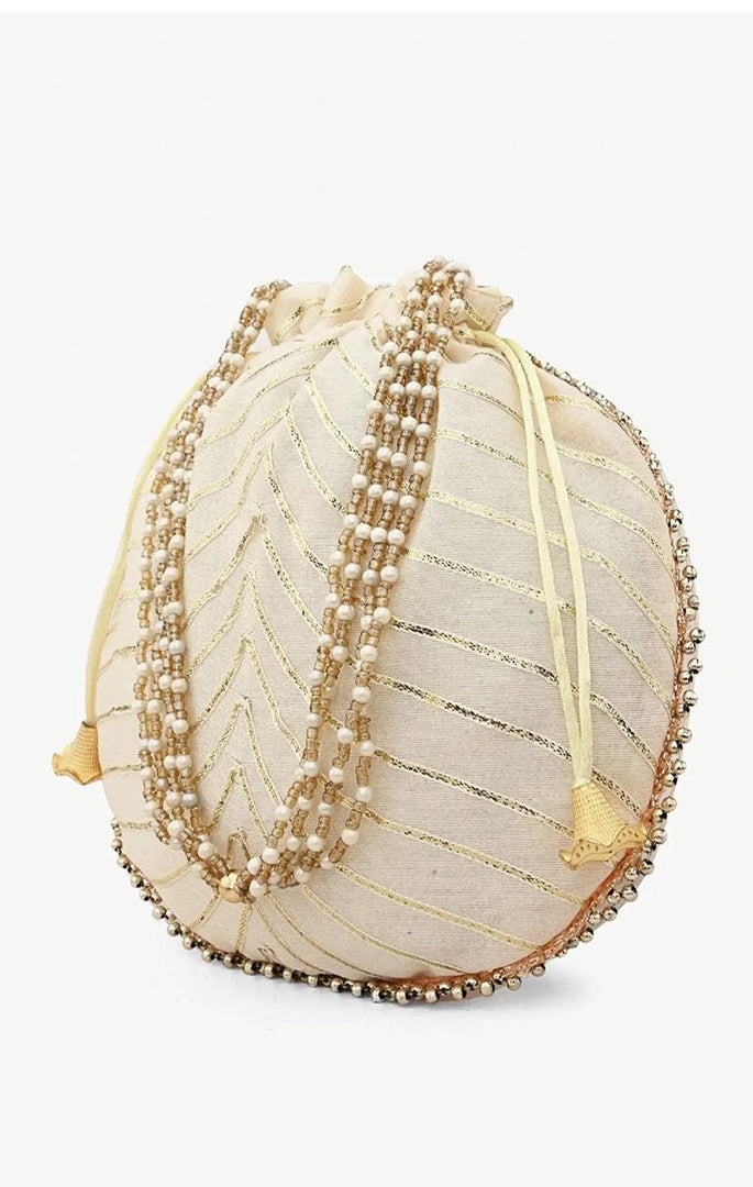 Handbag For Women And Girls Stylish White Fabric Bag Image 3