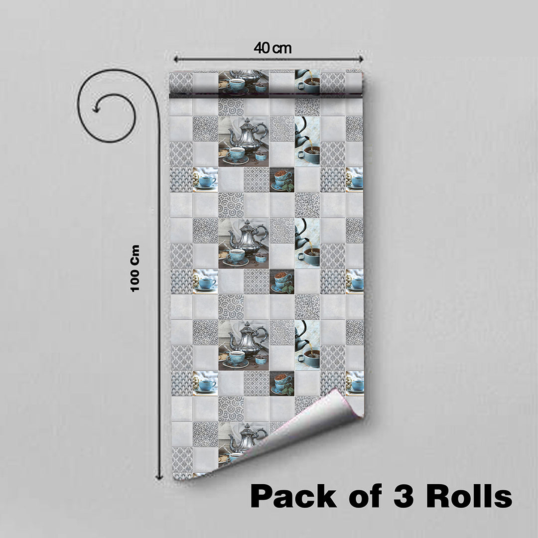 Wallpaper For Kitchen Waterproof Kitchen Wallpapers Oil Proof Kitchen Wallpaper Waterproof Pack Of 3 Roll 40 X 100Cm Kitchen Wallpaper Image 2