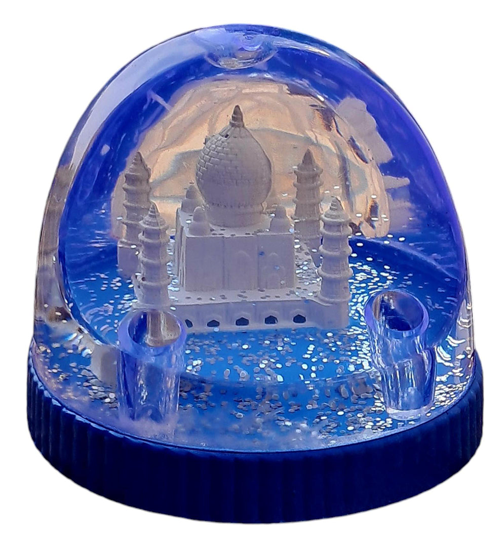 Taj Mahal Water Glitters Figurine Miniature Gift Item For Home Office Gifts And Decor Transparent Showpiece Blue Pack Of 1 Image 1