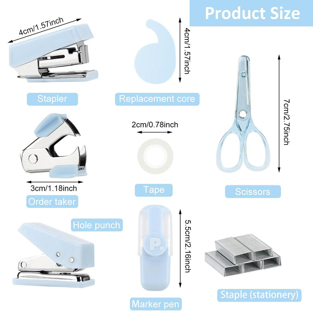 Stationery Items Handbook Tool Box Multipurpose Combo Pack With Stapler Machine Staples Hole Puncher Scissor Gift Set Image 2