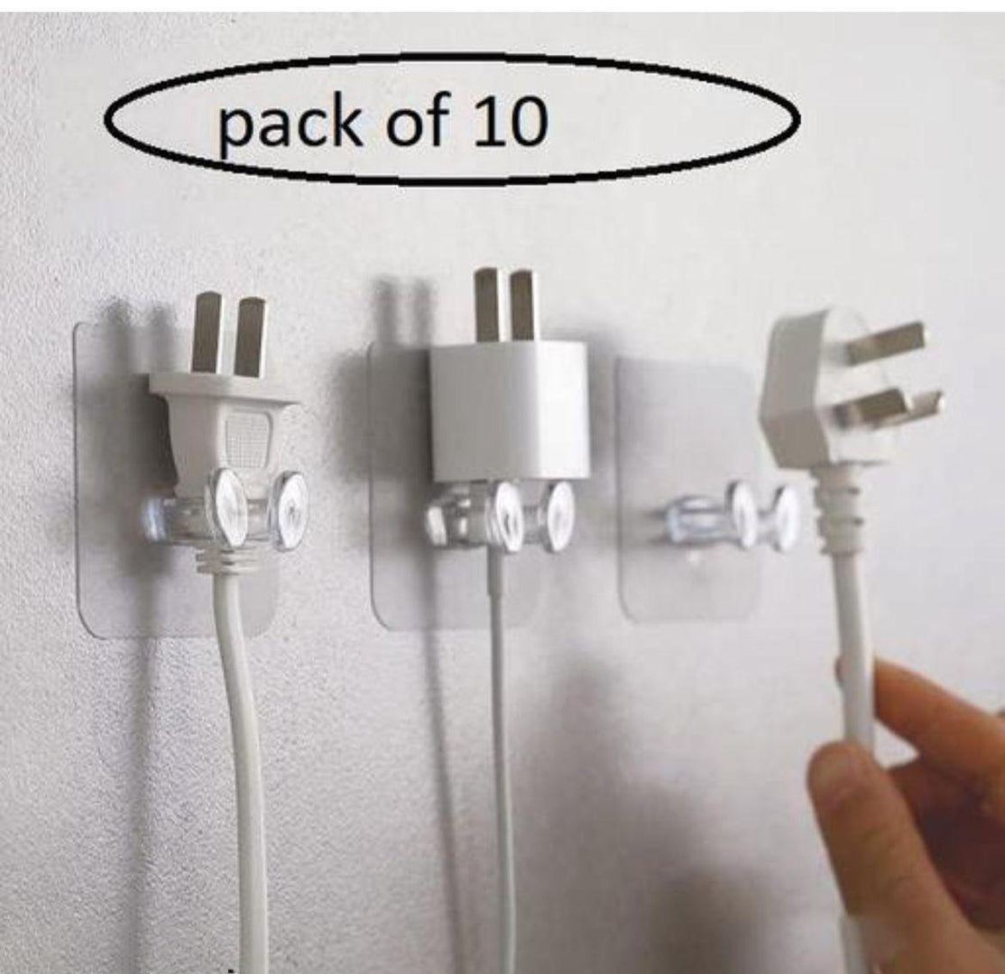 Adhesive Hook Multifunctional Plug Socket Holder Free Punching Adhesive Hook Sticker Wall Mounted Transparent Wall Plug Hook For Keys Towel Kitchen Plug Hook 10 Image 1