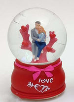 Cute Red Couple Snowglobe Showpiece With Led For Valentines Gift Decorative Showpiece Image 1