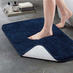 Shaggy Anti-Slip Doormat for Home & Bathroom Entrance Navy Blue Rectangular Mat (16x26 Inch) Image 1