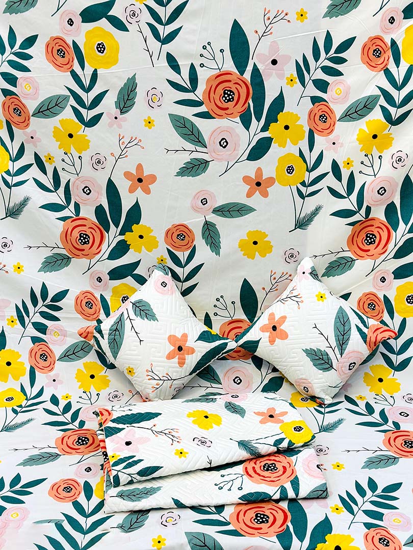 Glace Cotton (90x100 Inch) Double Size Bedsheet With 2 Pillow Cover in Multicolor Image 1