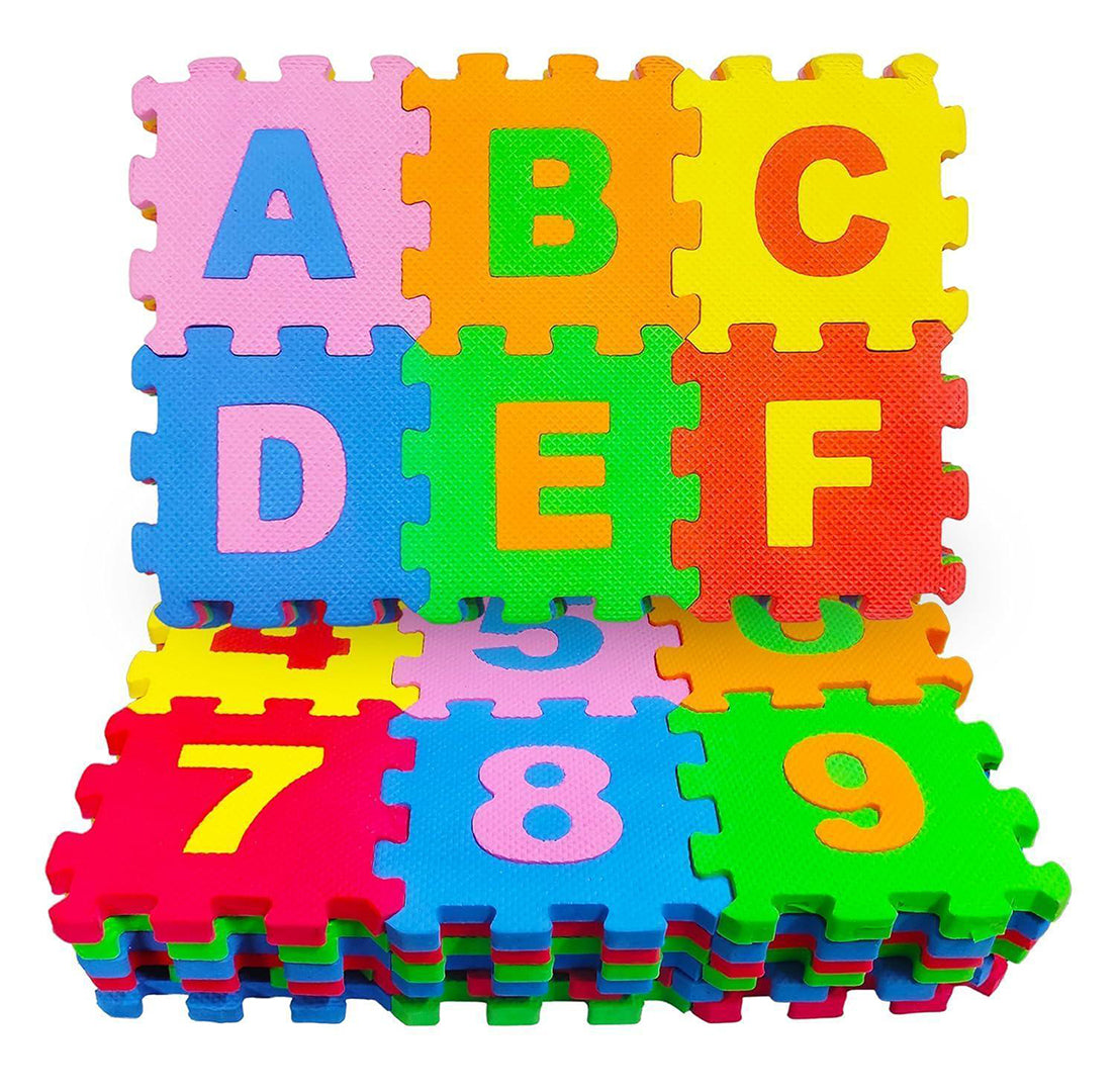 36 Pieces Mini Puzzle Foam Mat For Kids Interlocking Learning Alphabet And Number Mat For Kids Multi Color Image 2